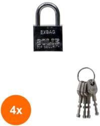 Z-tools Set 4 x Lacat Patrat Cromat, cu 3 Chei, 30 mm (LIZ-4xZLN-ZLN1694)