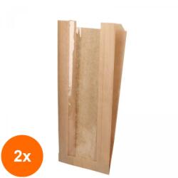 Bisbags Set 2 x 1000 Pungi din Hartie cu Fereastra Natur, 10 x 6 x 23 cm (SIB-2xBBG-PK1401)