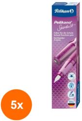 Pelikan Set 5 x Stilou Pelikano Stardust, Penita M, Grip Ergonomic, pt Dreptaci + Patron Mare Albastru, Cutie Carton (REH-5xHRZ-819916)