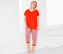 Tchibo Női plus size pizsama Piros felsőrész Fehér-piros mintás nadrág XL 48/50