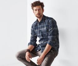 Tchibo Férfi flaneling, kék-törtfehér kockás Kék-törtfehér kockás L (41/42)