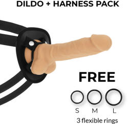 Cock Miller Hám + Dupla Sűrűségű Szilikon Dildó 3 Péniszgyűrűvel 18 Cm - makelove