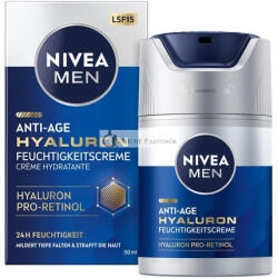 Nivea MEN Anti-Age Hyaluron Hidratáló Pro-Retinollal és SPF 15, 50ml