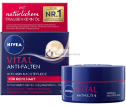Nivea VITAL Intenzív Anti-Aging Éjszakai Krém Érett Bőrre, Kalciummal, Gyöngy Kivonattal és Természetes Szőlőmag Olajjal, 50ml