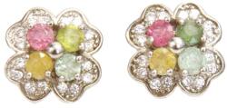  Cercei Turmalina Mixta Rotund Fatetat 8x8x13 mm Argint 925 - 1 Pereche