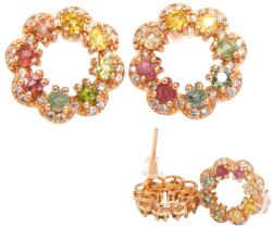  Cercei Turmalina Mixt rotunda fatetata 13x12x13 mm Argint 925 Aurit eleganta luminoasa idee de cadou 1 pereche