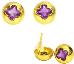  Cercei Ametist rotund fatetat 9x9x16 mm cu argint 925 aurit cadou cu semnificatie 1 perech