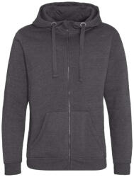 Just Hoods Uniszex vastag cipzáros kapucnis pulóver osztott kenguruzsebbel AWJH150, Charcoal-L (awjh150ch-l)