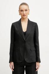 Weekend Max Mara len blézer fekete, sima, egysoros gombolású, 2515041012600 - fekete 38