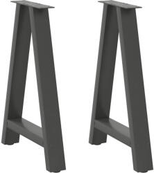 vidaXL 2 db antracitszürke A-alakú acél étkezőasztal láb 50x(72-73) cm (VD4012846)