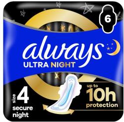 Always Ultra Secure Night Egészségügyi Betét (4-es Méret) Szárnyas Betét x 6] - bevasarlas