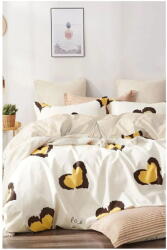 Mila Home Lenjerie de pat galbenă din bumbac ranforcé pentru pat dublu/extinsă cu cearceaf inclus/cu 4 piese 200x220 cm Double Heart - Mila Home