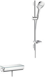 Hansgrohe Raindance Select E, 120 3jet falra szerelhető zuhanygarnitúra Ecostat Select termosztáttal és zuhanyrúddal 65 cm, fehér/króm, HAN-27038400 (HAN-27038400)