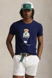 Ralph Lauren pamut póló sötétkék, férfi, nyomott mintás, 710973137 - sötétkék M