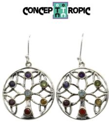  Cercei din Argint 925 Mandala - 7 Chakre - 25 x 25 mm - 1 Pereche