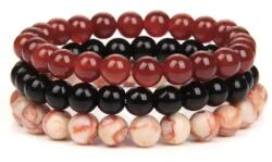  Set 3 Brățări Din Cristale Naturale | Agat Roșu | Onyx | Jasp Picas