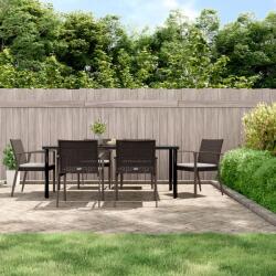 vidaXL 7 részes polyrattan és acél kerti étkezőgarnitúra párnával (3186997)