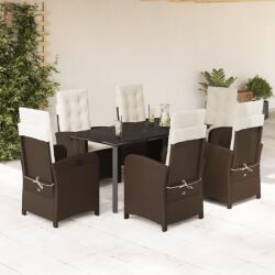 vidaXL 7 részes barna polyrattan kerti étkezőgarnitúra párnával (3212345)