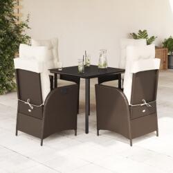 vidaXL 5 részes barna polyrattan kerti étkezőgarnitúra párnákkal (3213205)