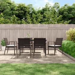 vidaXL 7 részes polyrattan és acél kerti étkezőgarnitúra párnával (3186974)