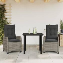 vidaXL 3 részes szürke polyrattan kerti étkezőgarnitúra párnával (3212792)