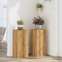 vidaXL 2 db kézműves tölgy szerelt fa növénytartó állvány 30x30x70 cm (852932) - vidaxl
