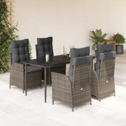 vidaXL 5 részes szürke polyrattan kerti étkezőgarnitúra párnával (3213218)