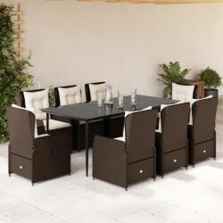 vidaXL 9 részes barna polyrattan kerti étkezőgarnitúra párnákkal (3262846) - vidaxl