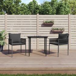 vidaXL 3 részes polyrattan és acél kerti étkezőgarnitúra párnával (3187051)