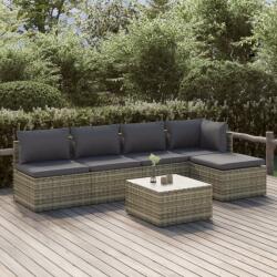 vidaXL 6 részes szürke polyrattan kerti bútorszett párnákkal (3157315) - vidaxl