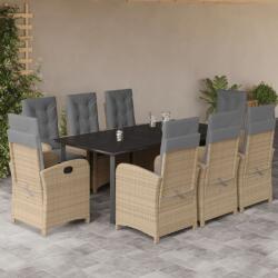 vidaXL 9 részes vegyes bézs polyrattan kerti étkezőgarnitúra párnákkal (3212408) - vidaxl