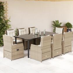 vidaXL 9 részes bézs polyrattan kerti étkezőgarnitúra párnákkal (3262895) - vidaxl