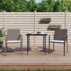 vidaXL 3 részes polyrattan és acél kerti étkezőgarnitúra párnával (3186937)