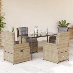 vidaXL 5 részes bézs polyrattan kerti étkezőgarnitúra párnákkal (3262870) - vidaxl
