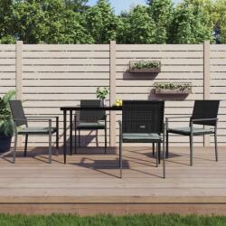 vidaXL 5 részes polyrattan és acél kerti étkezőgarnitúra párnával (3187005)