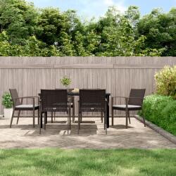 vidaXL 7 részes polyrattan és acél kerti étkezőgarnitúra párnával (3186994)