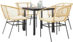 vidaXL 5 észes barna polyrattan üveg kerti étkezőgarnitúra párnával (3334605) - vidaxl