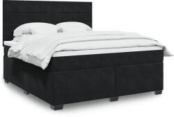 vidaXL fekete bársony rugós ágy matraccal 180x200 cm (3293280)