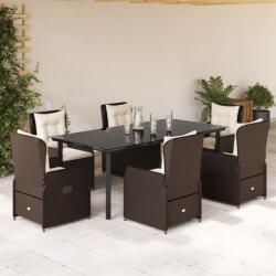 vidaXL 7 részes barna polyrattan kerti étkezőgarnitúra párnával (3262852)
