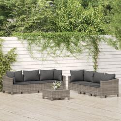 vidaXL 7 részes szürke polyrattan kerti ülőgarnitúra párnákkal (3187266)
