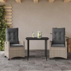 vidaXL 3részes világosszürke polyrattan kerti étkezőgarnitúra párnával (3212842) - vidaxl