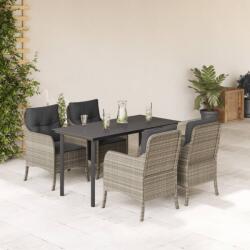 vidaXL 5részes világosszürke polyrattan kerti étkezőgarnitúra párnával (3211999)