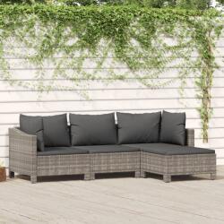 vidaXL 4 részes szürke polyrattan kerti ülőgarnitúra párnákkal (3187269)
