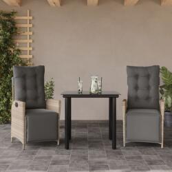 vidaXL 3részes világosszürke polyrattan kerti étkezőgarnitúra párnával (3213469)