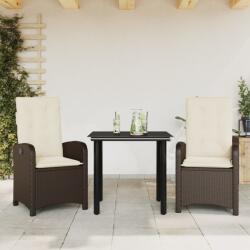 vidaXL 3 részes barna polyrattan kerti étkezőgarnitúra párnával (3212340) - vidaxl