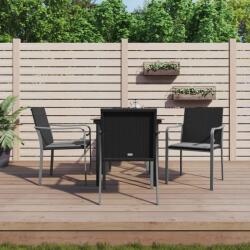 vidaXL 5 részes polyrattan és acél kerti étkezőgarnitúra párnával (3186956)