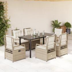 vidaXL 7 részes bézs polyrattan kerti étkezőgarnitúra párnákkal (3263024) - vidaxl