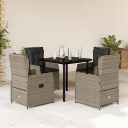 vidaXL 5részes világosszürke polyrattan kerti étkezőgarnitúra párnával (3262904)