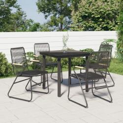 vidaXL 5 részes fekete PVC rattan kerti étkezőgarnitúra (3099210)