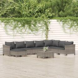 vidaXL 9 részes szürke polyrattan kerti ülőgarnitúra párnákkal (3187299)